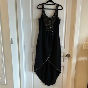 Bebe Black Asymmetrical High-Low Bustier Dress